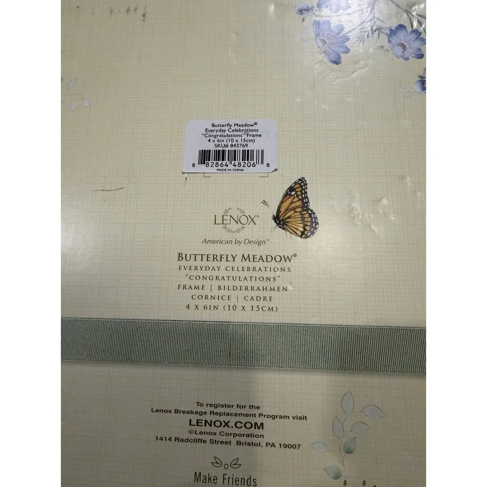 Lenox Butterfly Meadow Floral Photo Frame 5x7 Porcelain Open Box 9